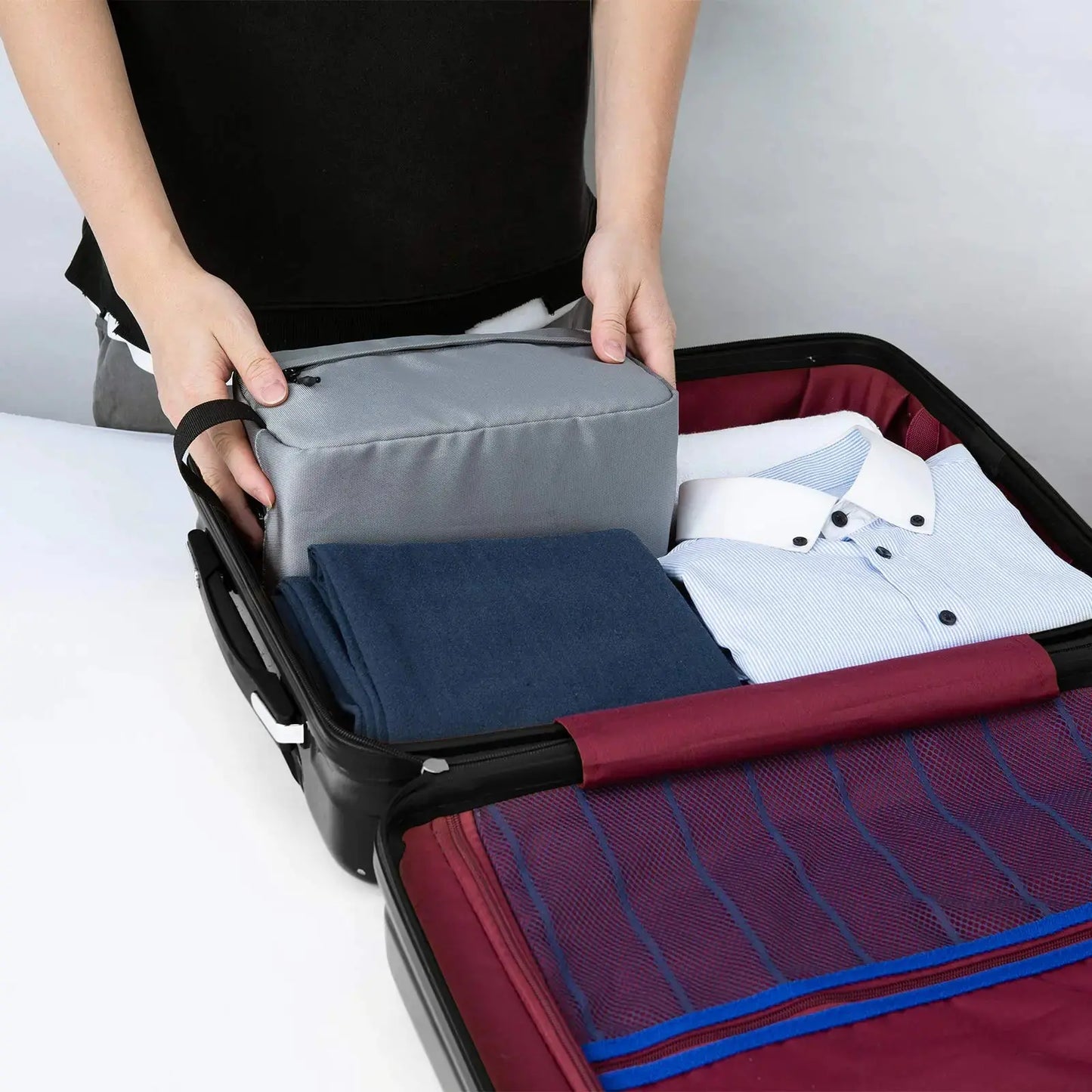 Vorspack Travel Toiletry Bag for Men - Large Water-Resistant Hanging Dopp Kit for Toiletries Accessories - Grey