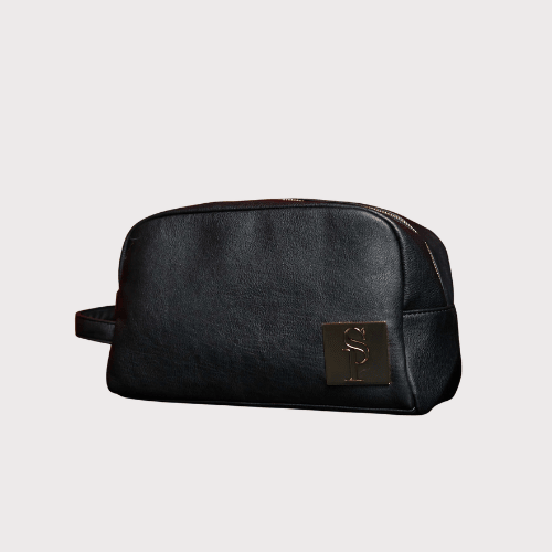 Black Leather Toiletry Bag